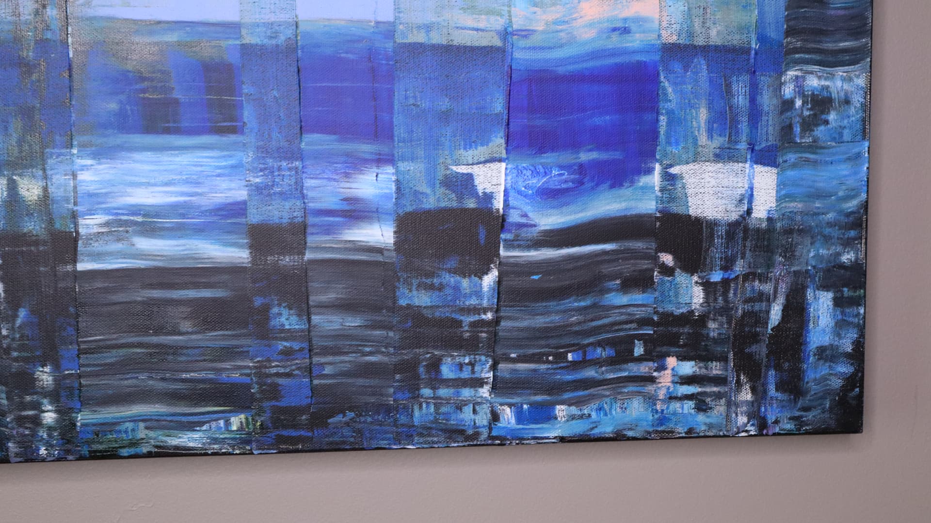 Jazz — close-up detail of deep blue and black fields sliced by white and violet passages