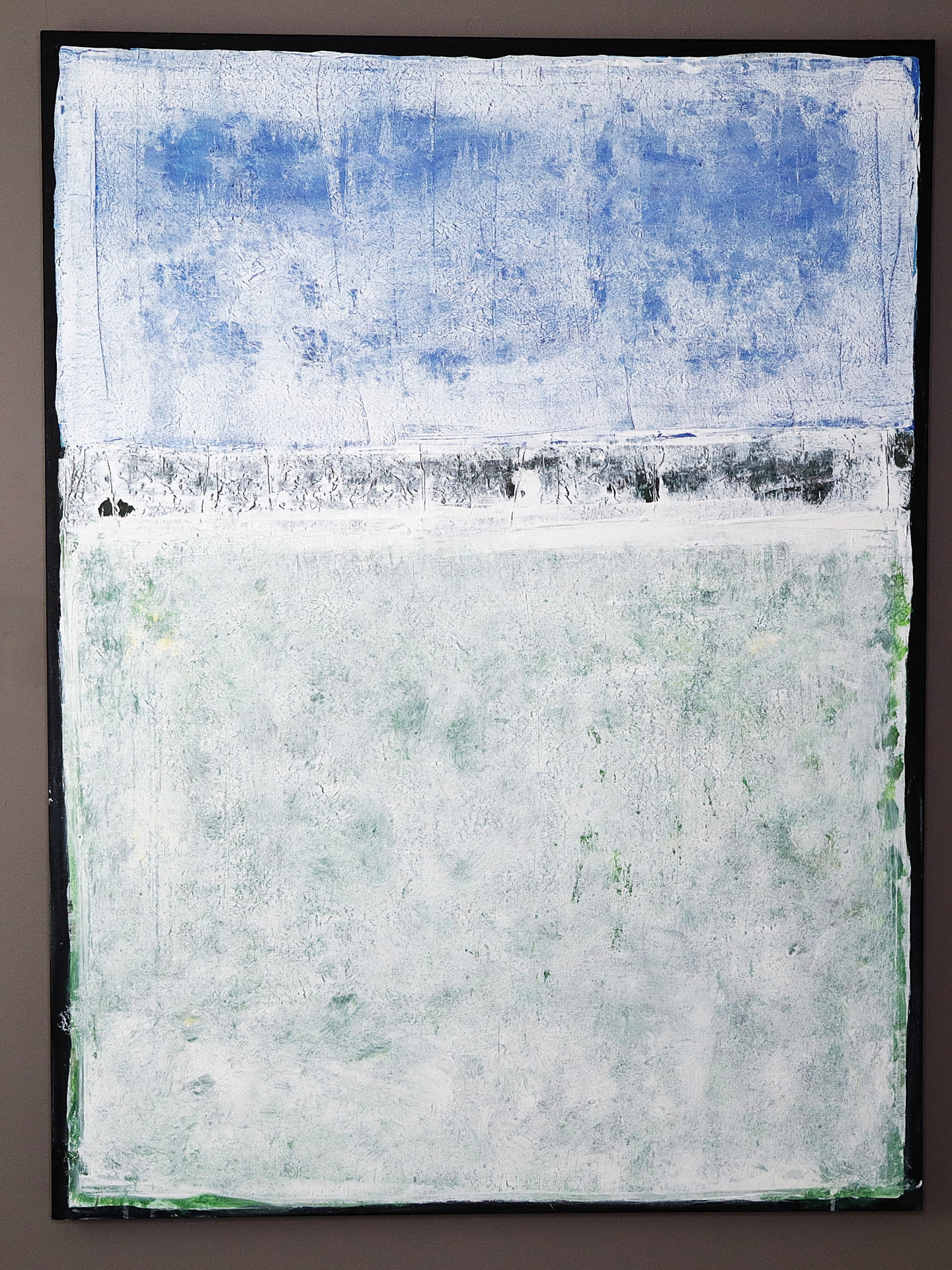 The Seasons — Summer: violet-blue sky above a soft green field with a dark horizon